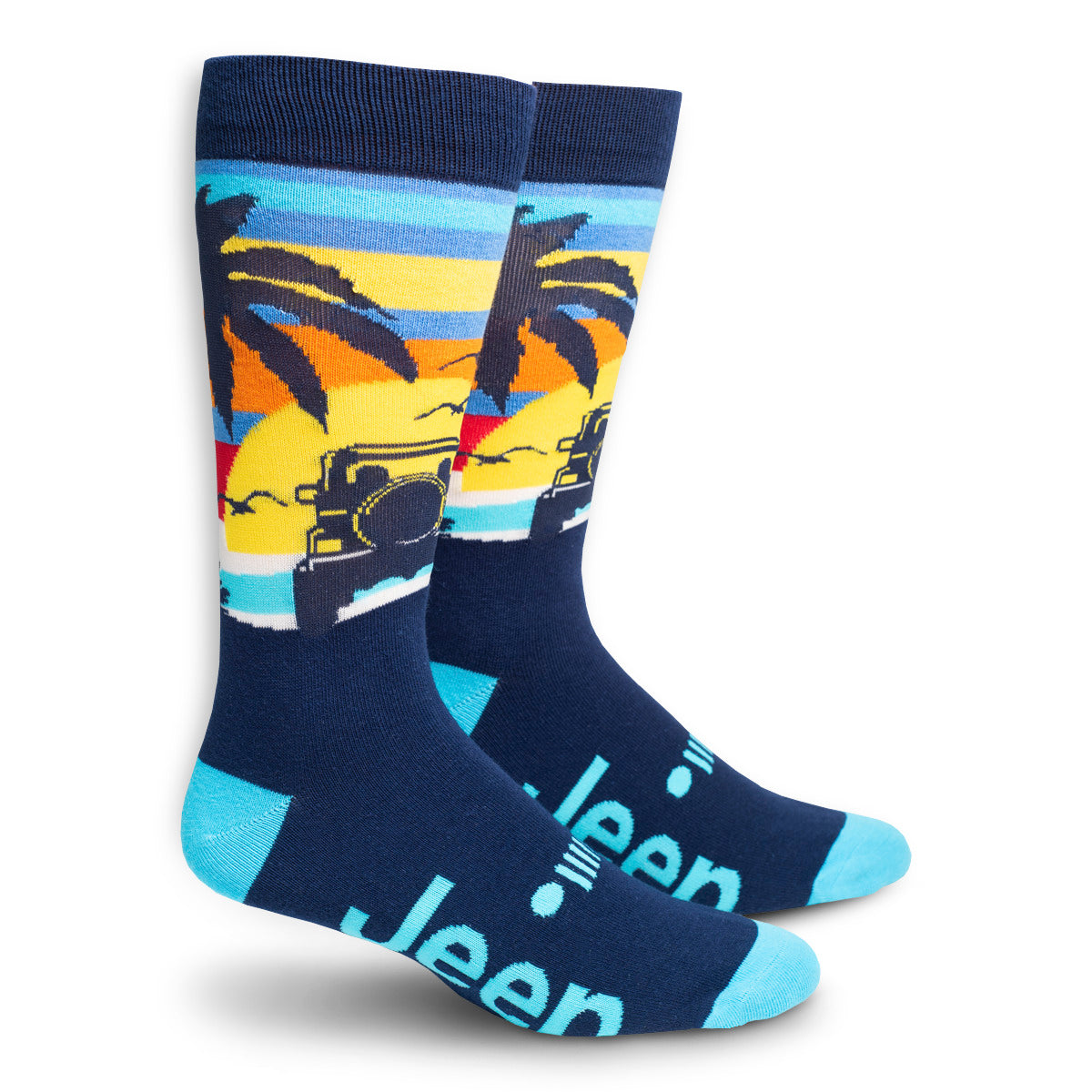 Jeep Beach Sunset Dress Socks | Sillies Men & Women, Novelty Fun Socks, Cotton Blend