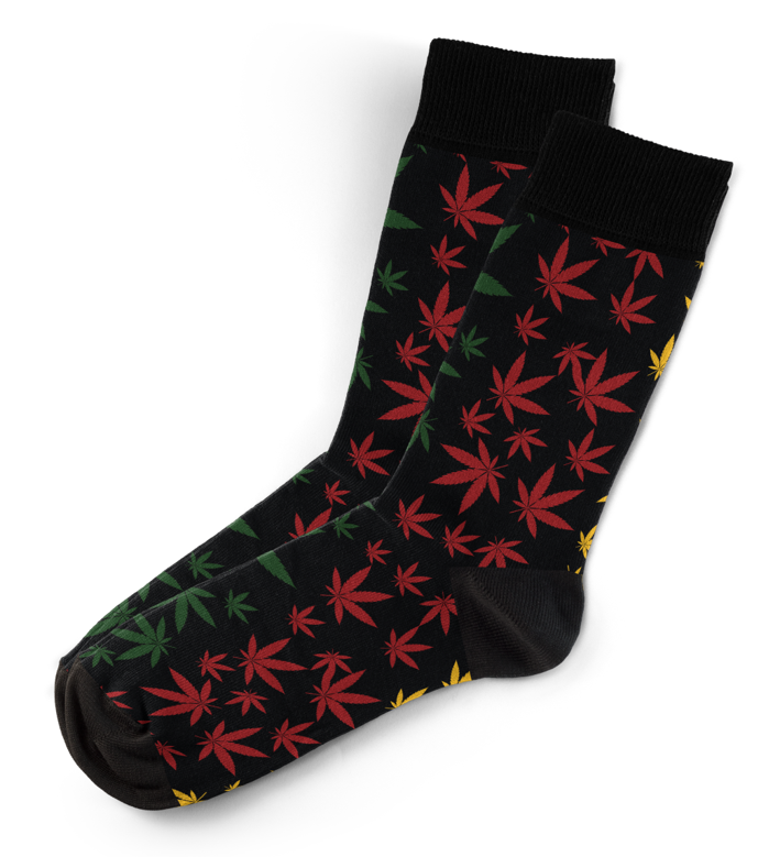 Red Blue Yellow Weed Patterned Socks | Sillies Men & Women, Novelty Fun ...