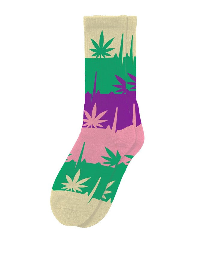 Green Purple Weed Socks | Sillies Men & Women, Novelty Fun Socks ...