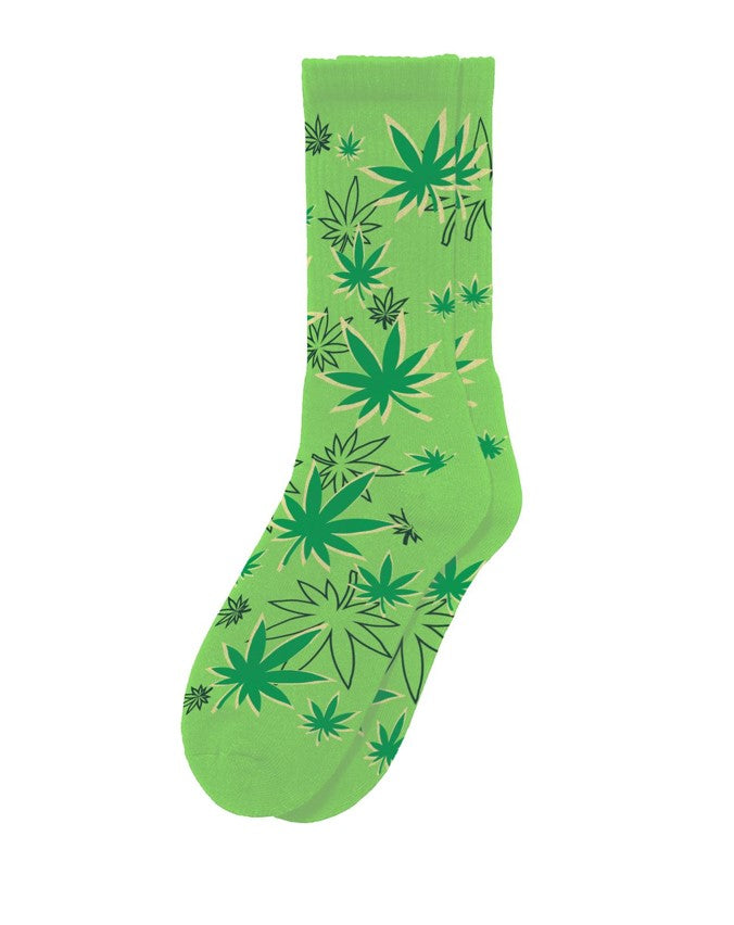 Light Green Weed Socks | Sillies Men & Women, Novelty Fun Socks, Cotton ...