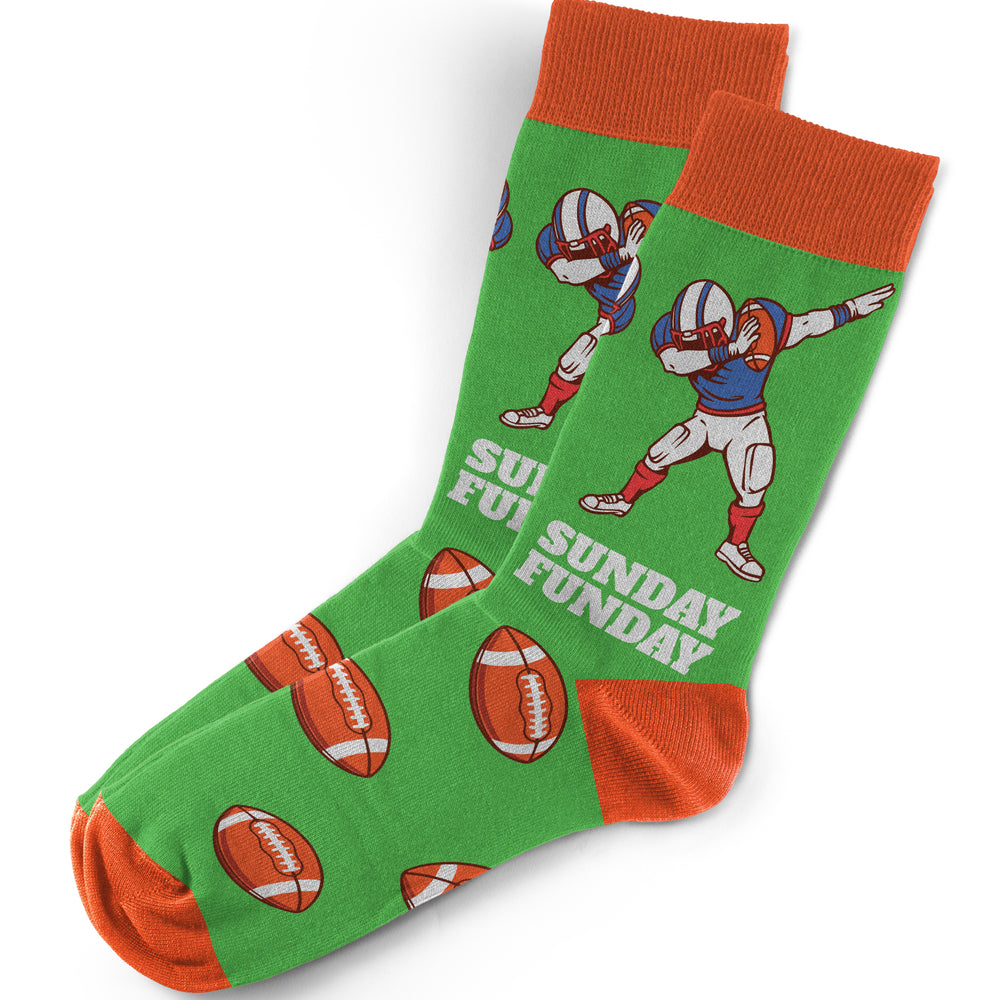 Football Sunday Fun Day Socks  | Green Orange | Sports