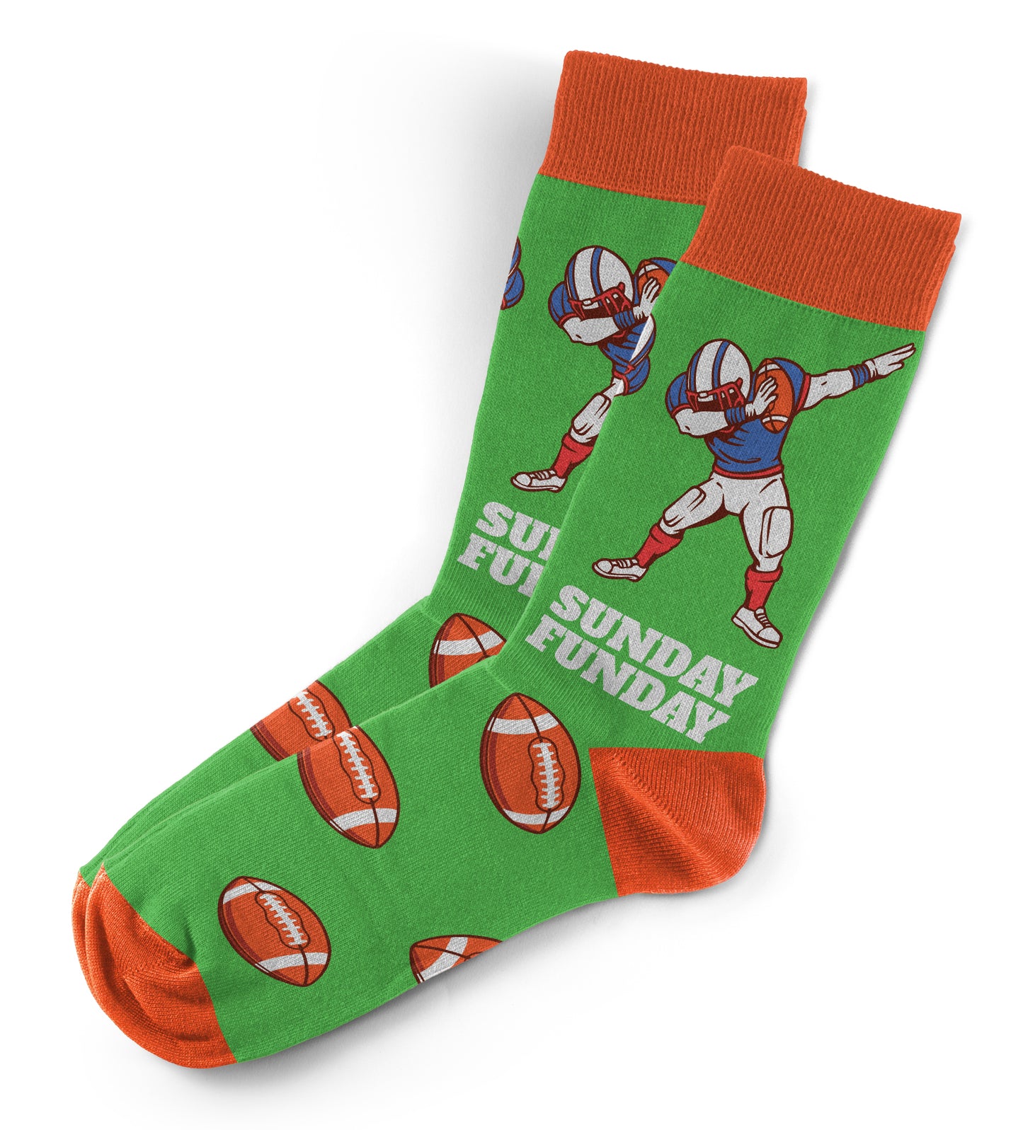 Football Sunday Fun Day Socks  | Green Orange | Sports